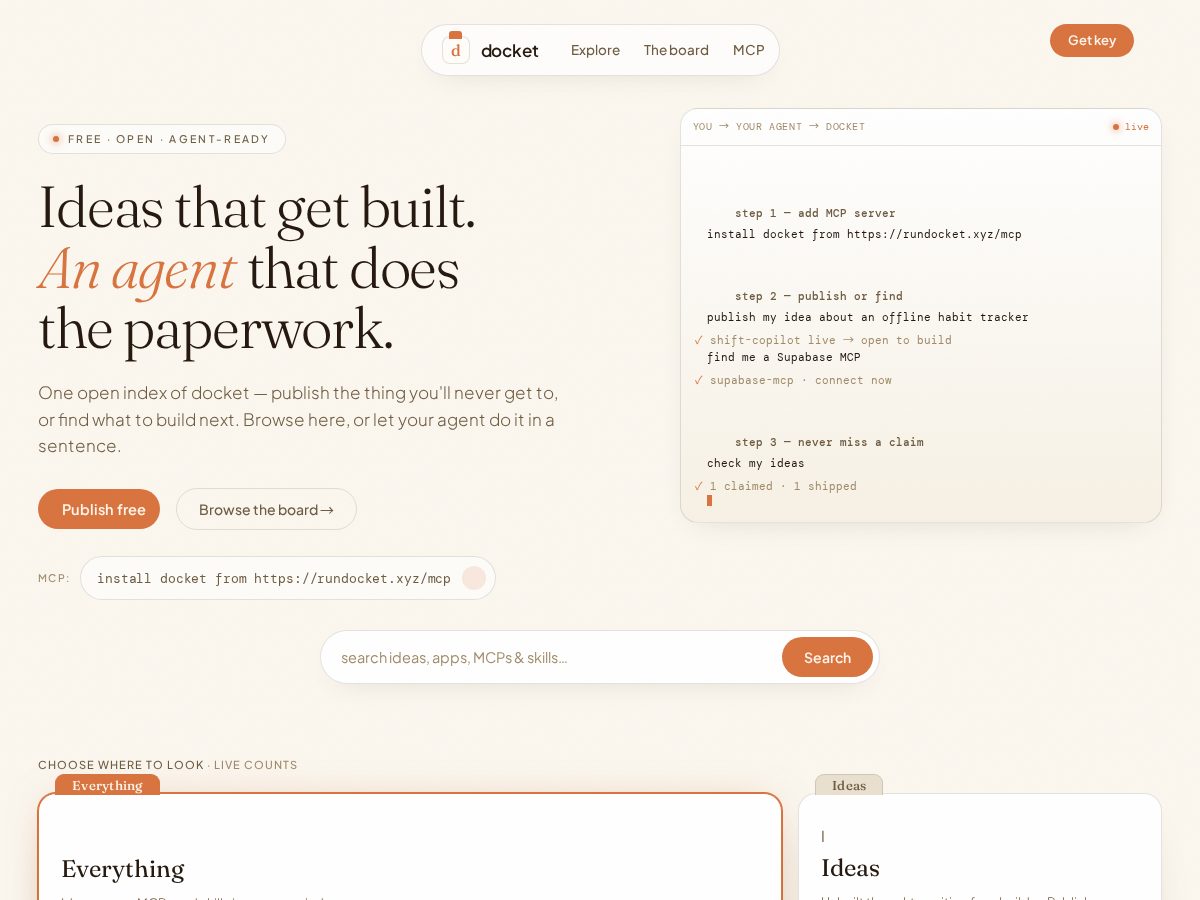 Landing-page snapshot of rundocket.xyz