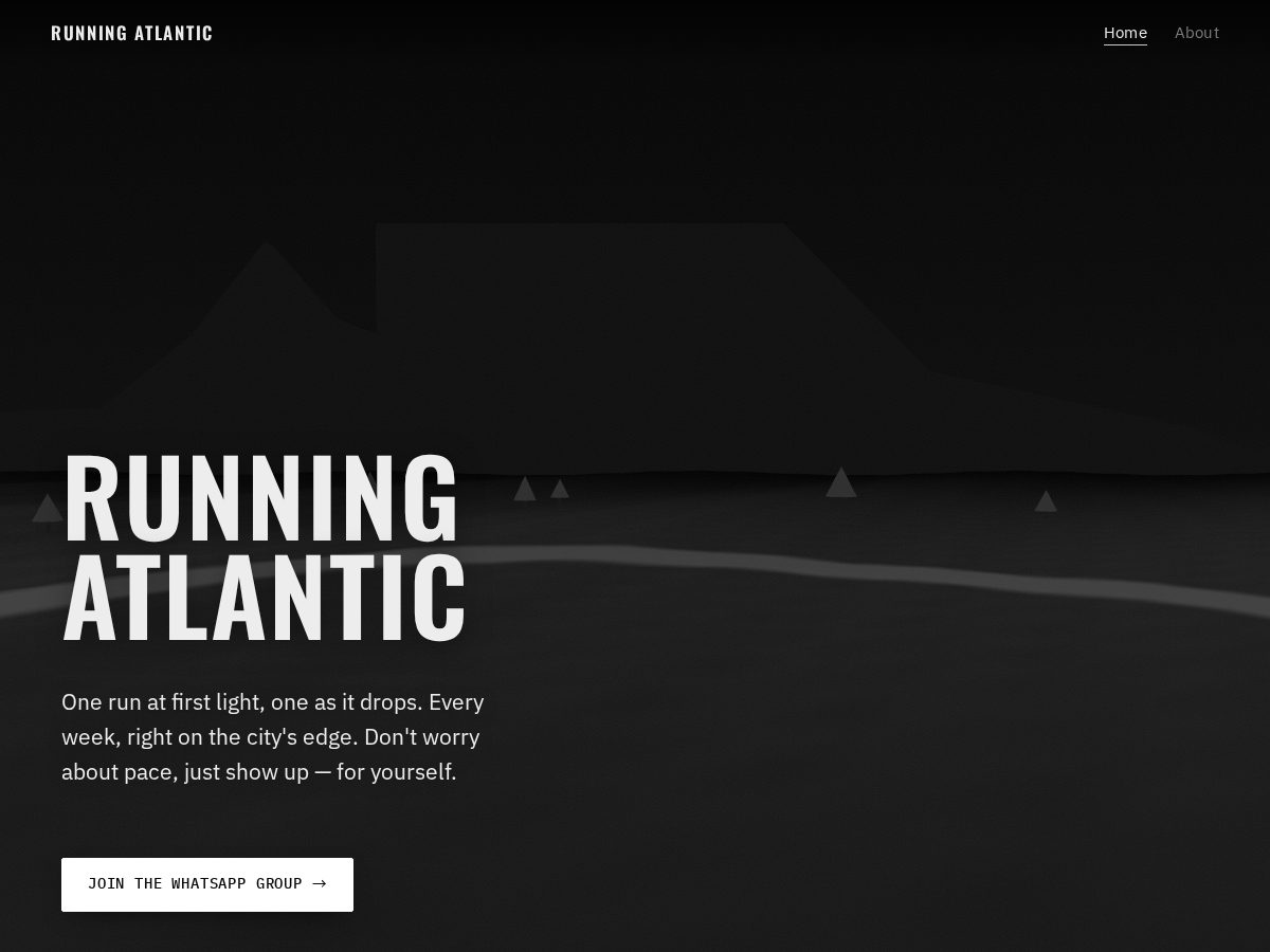 Landing-page snapshot of runningatlantic.com