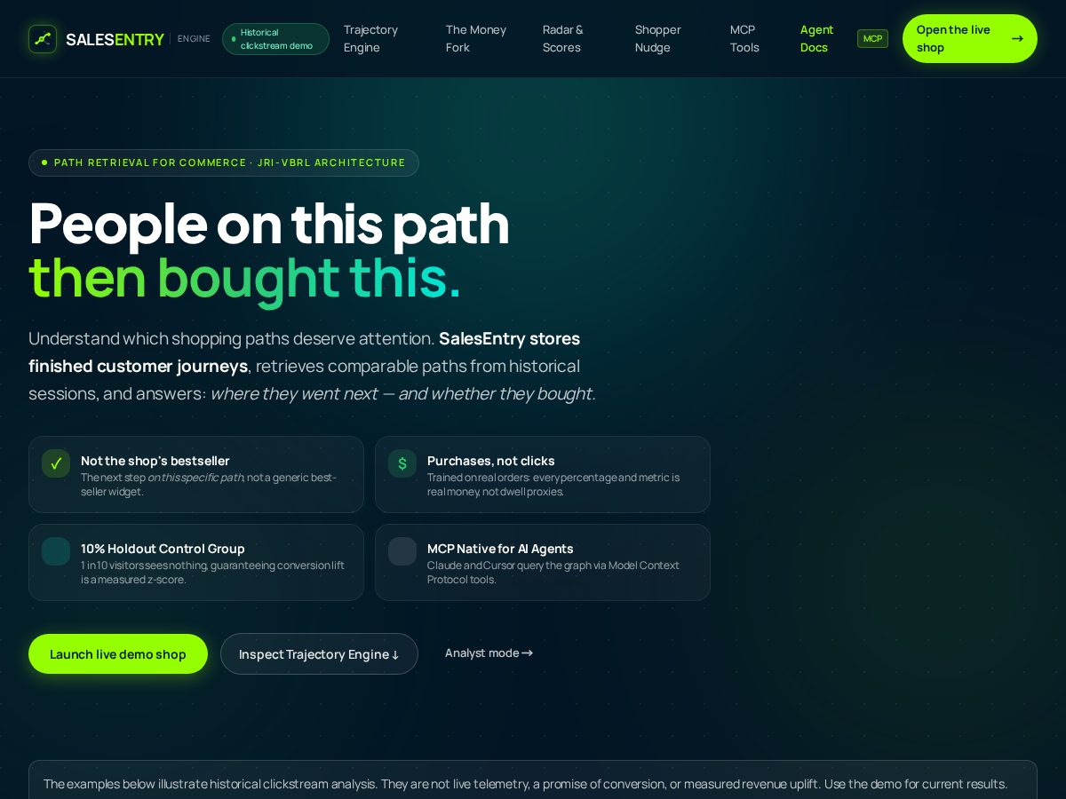 Landing-page snapshot of salesentry.app