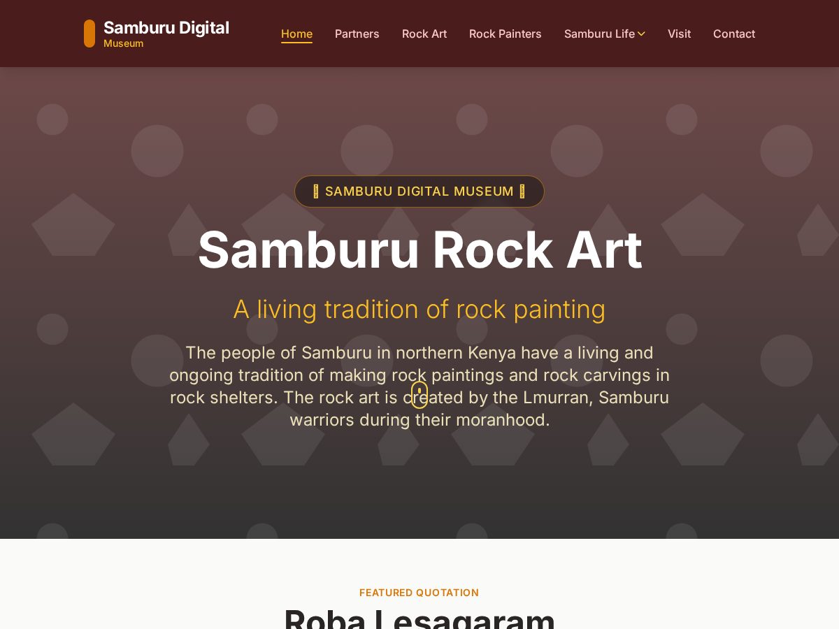 Landing-page snapshot of samburudigitalmuseum.com