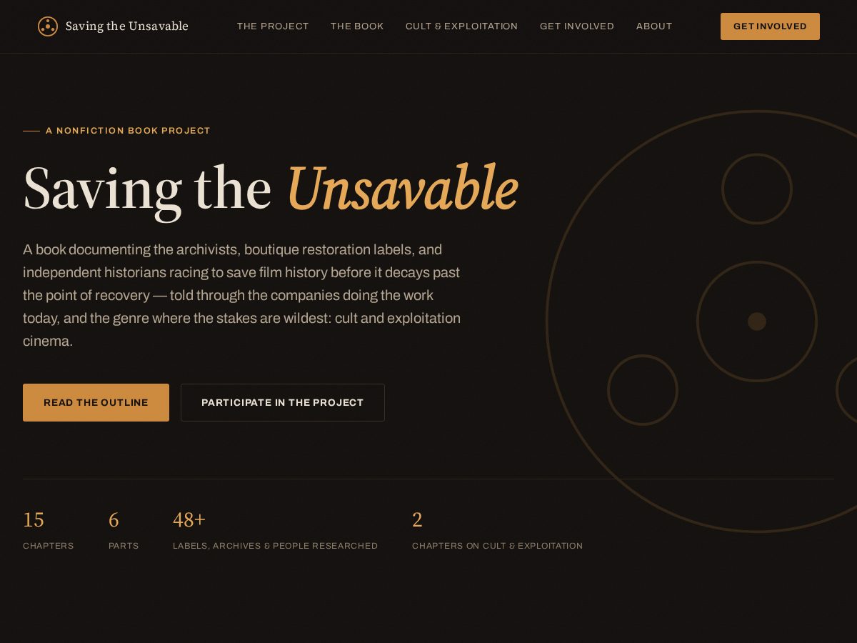 Landing-page snapshot of savetheunsaveable.site