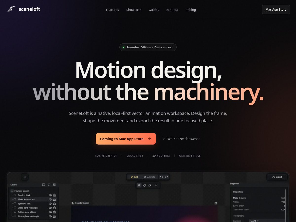 Landing-page snapshot of sceneloft.app