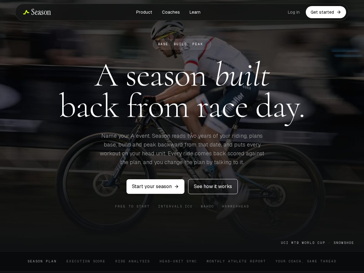 Landing-page snapshot of seasoncoach.com
