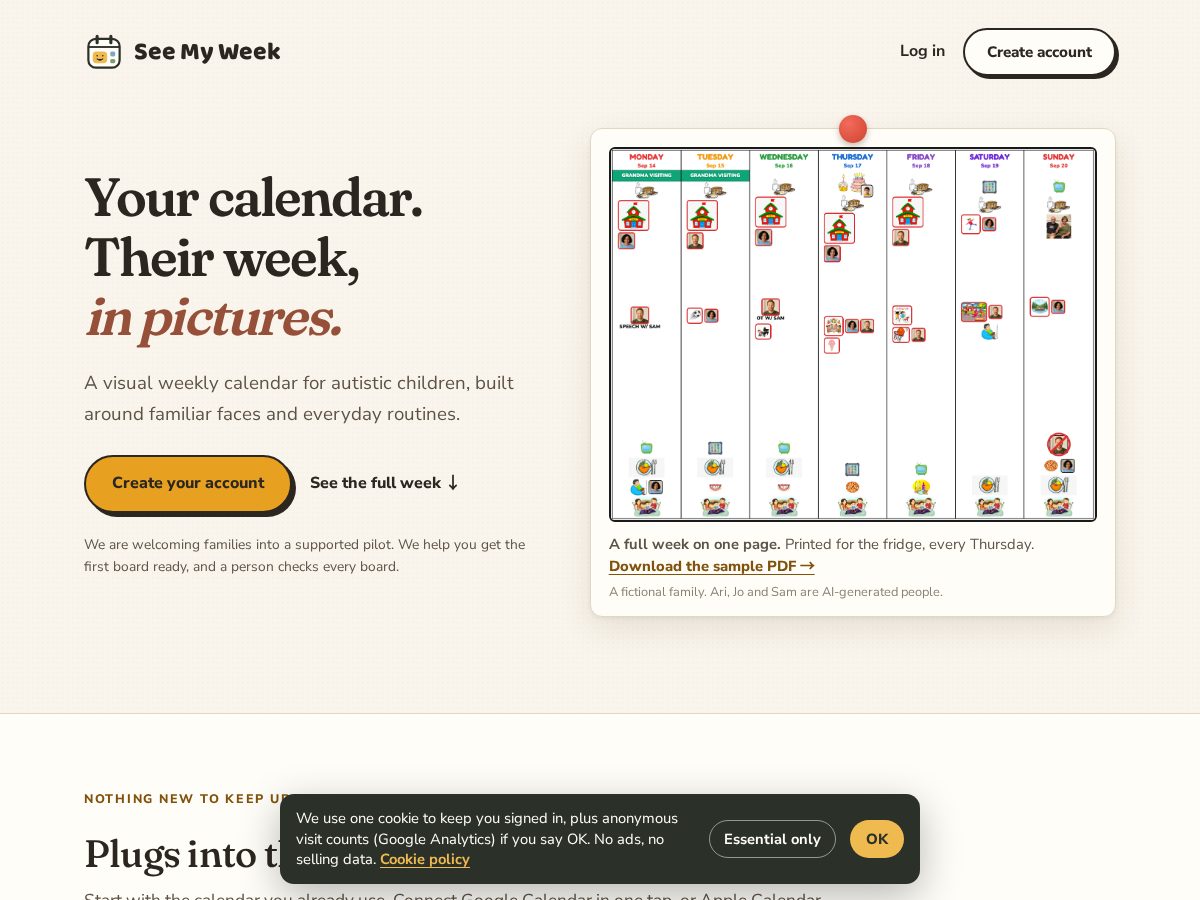 Landing-page snapshot of seemyweek.com