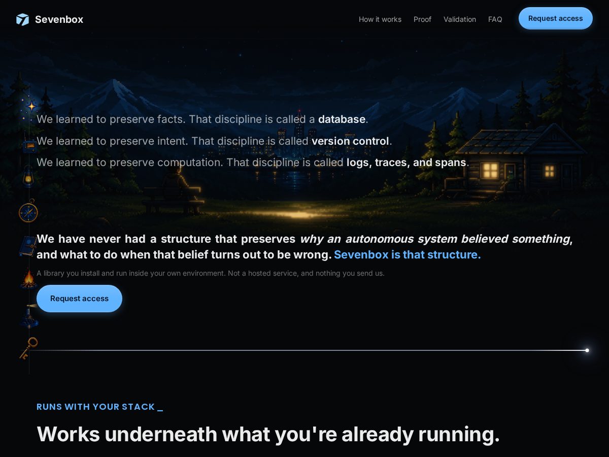 Landing-page snapshot of sevenbox.dev