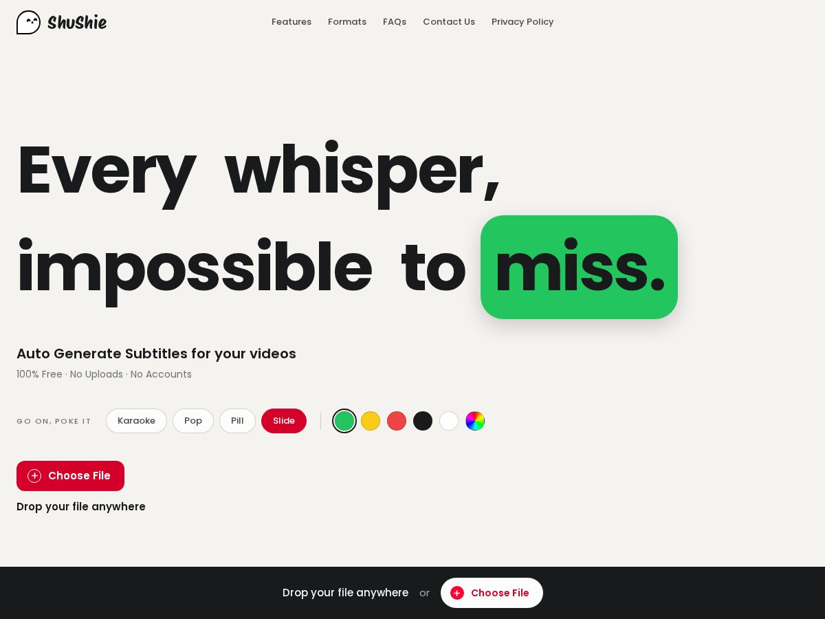 Landing-page snapshot of shushie.app