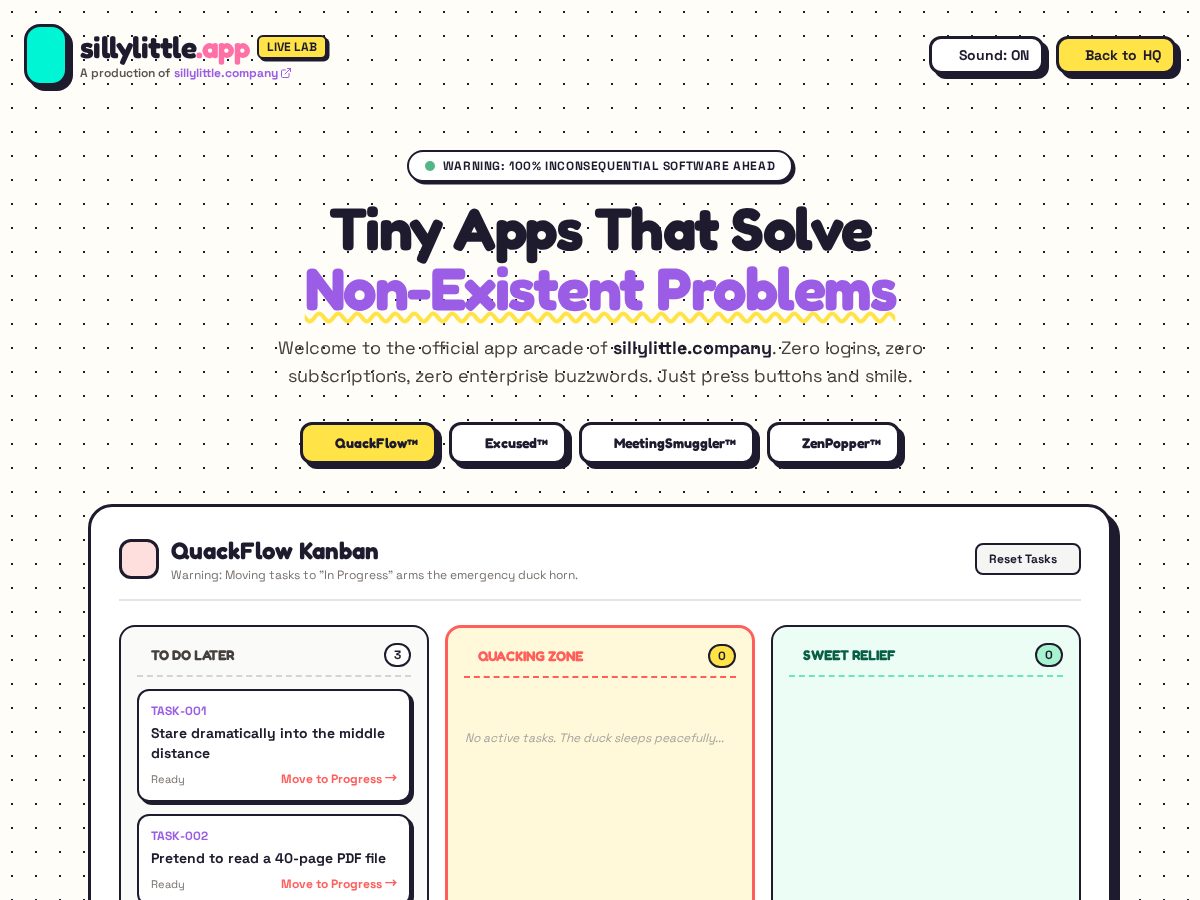 Landing-page snapshot of sillylittle.app
