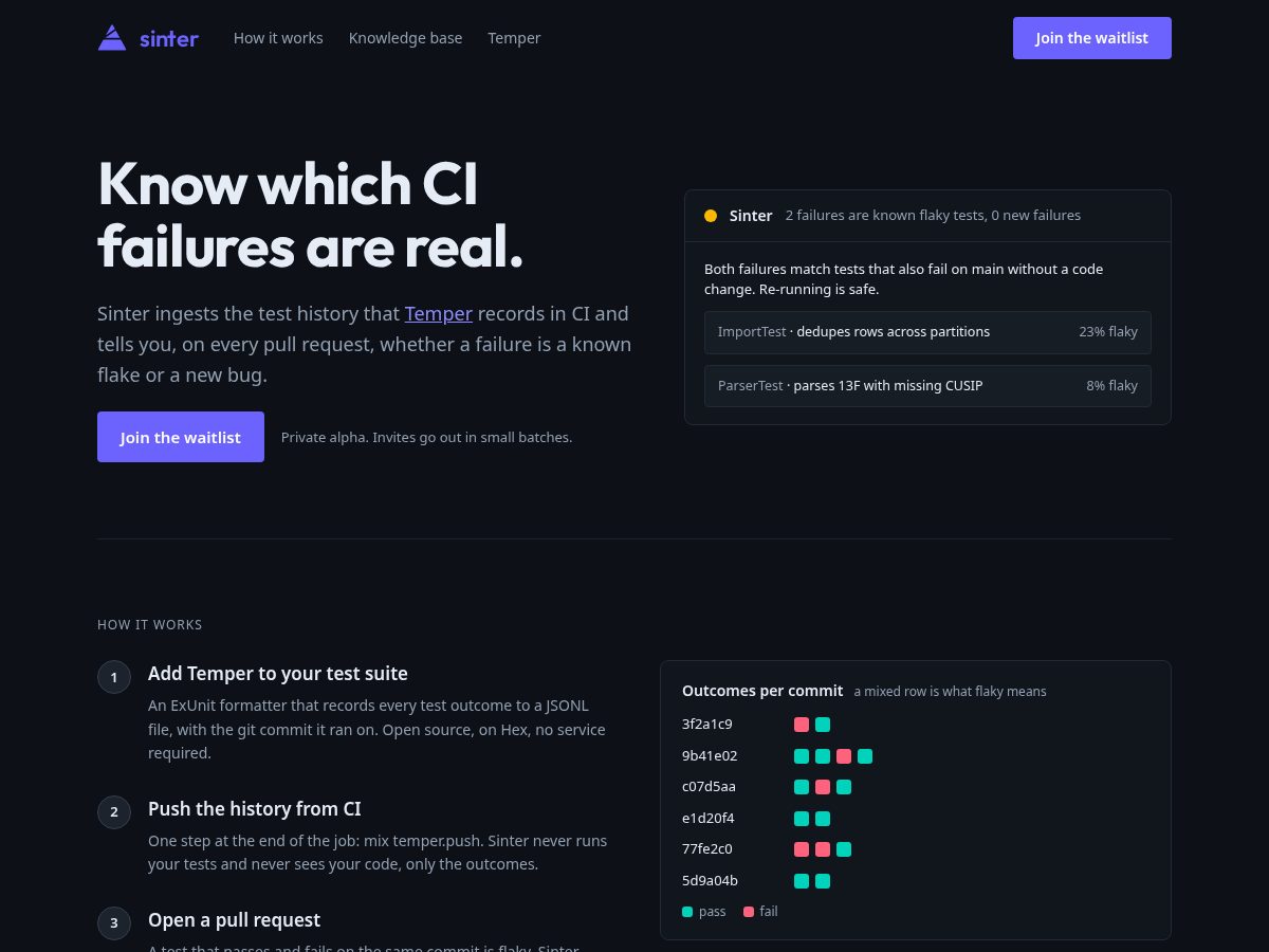 Landing-page snapshot of sinterlab.dev