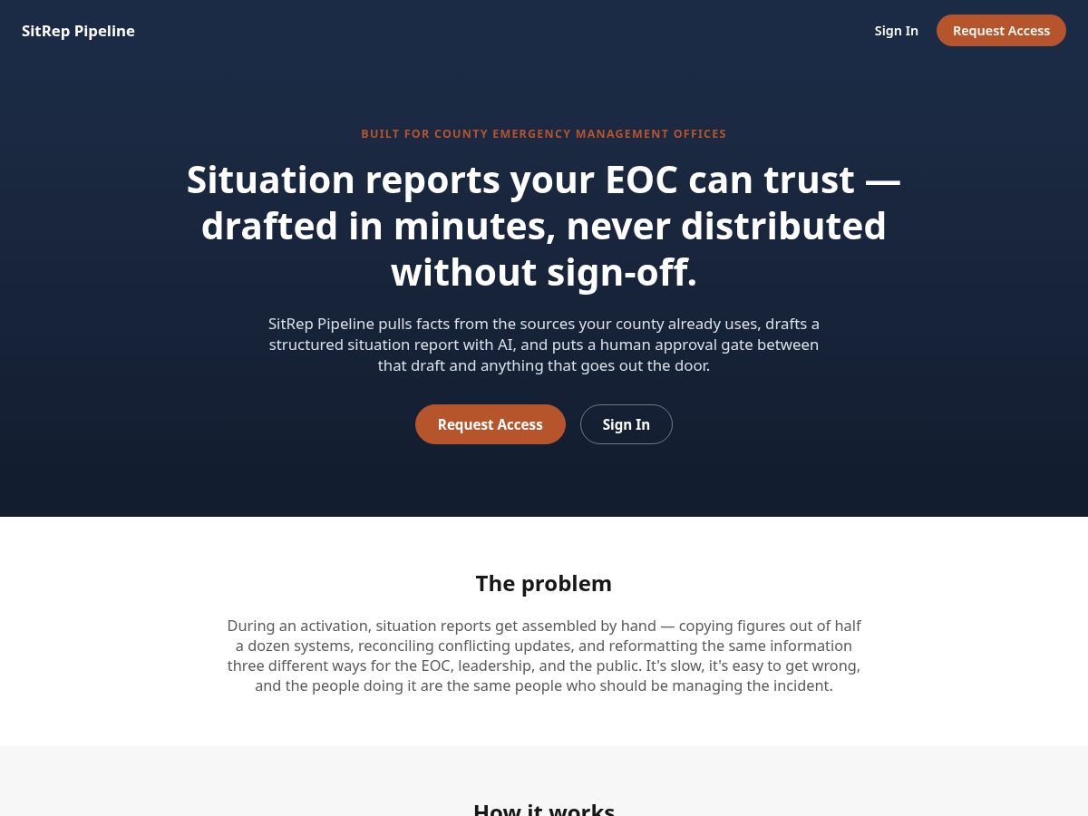 Landing-page snapshot of sitsrep.com