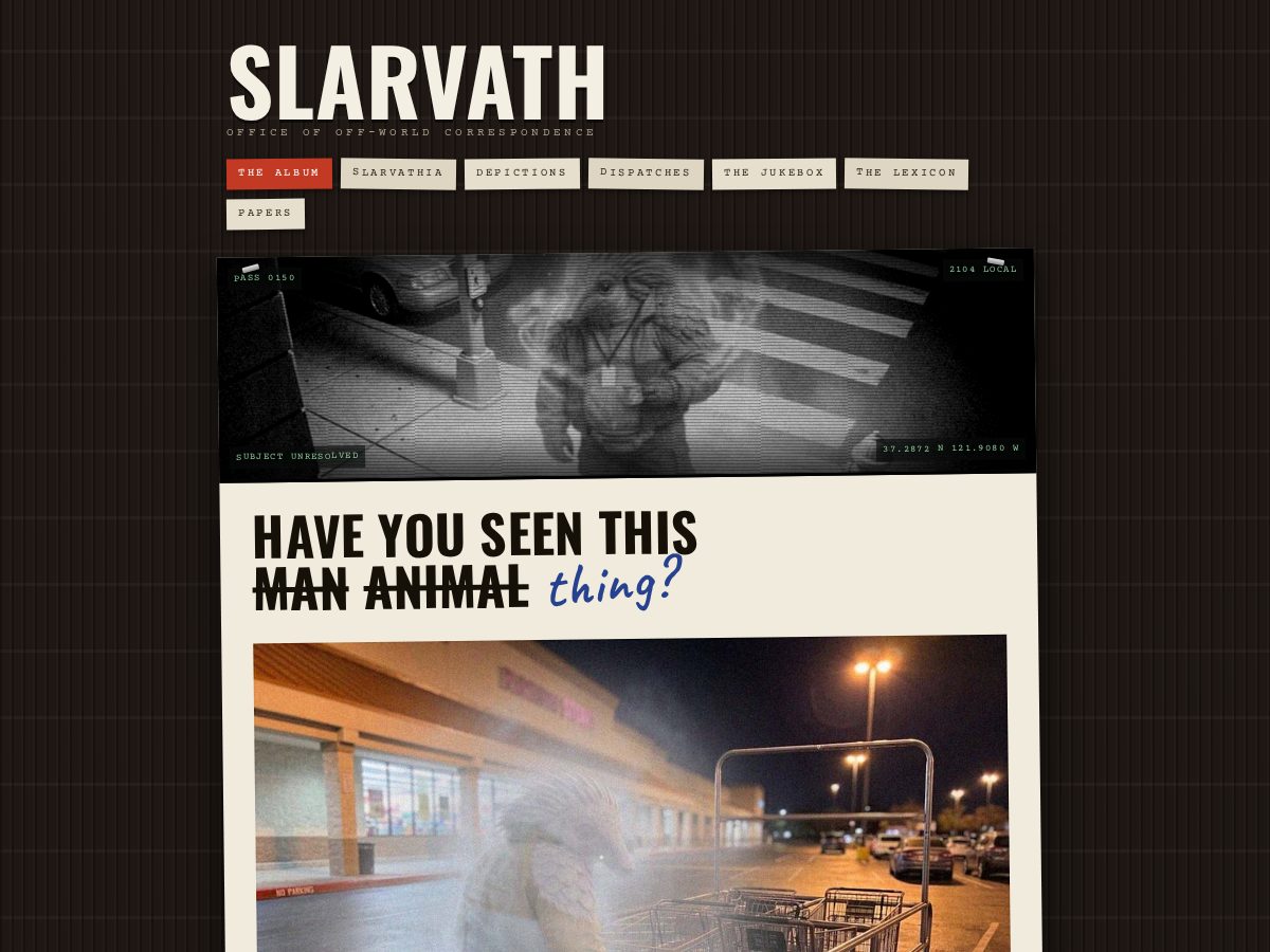 Landing-page snapshot of slarvath.com