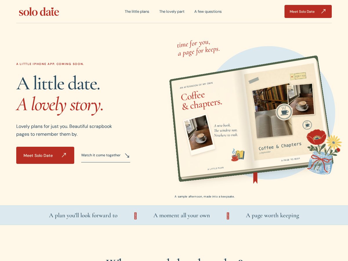 Landing-page snapshot of solodate.app