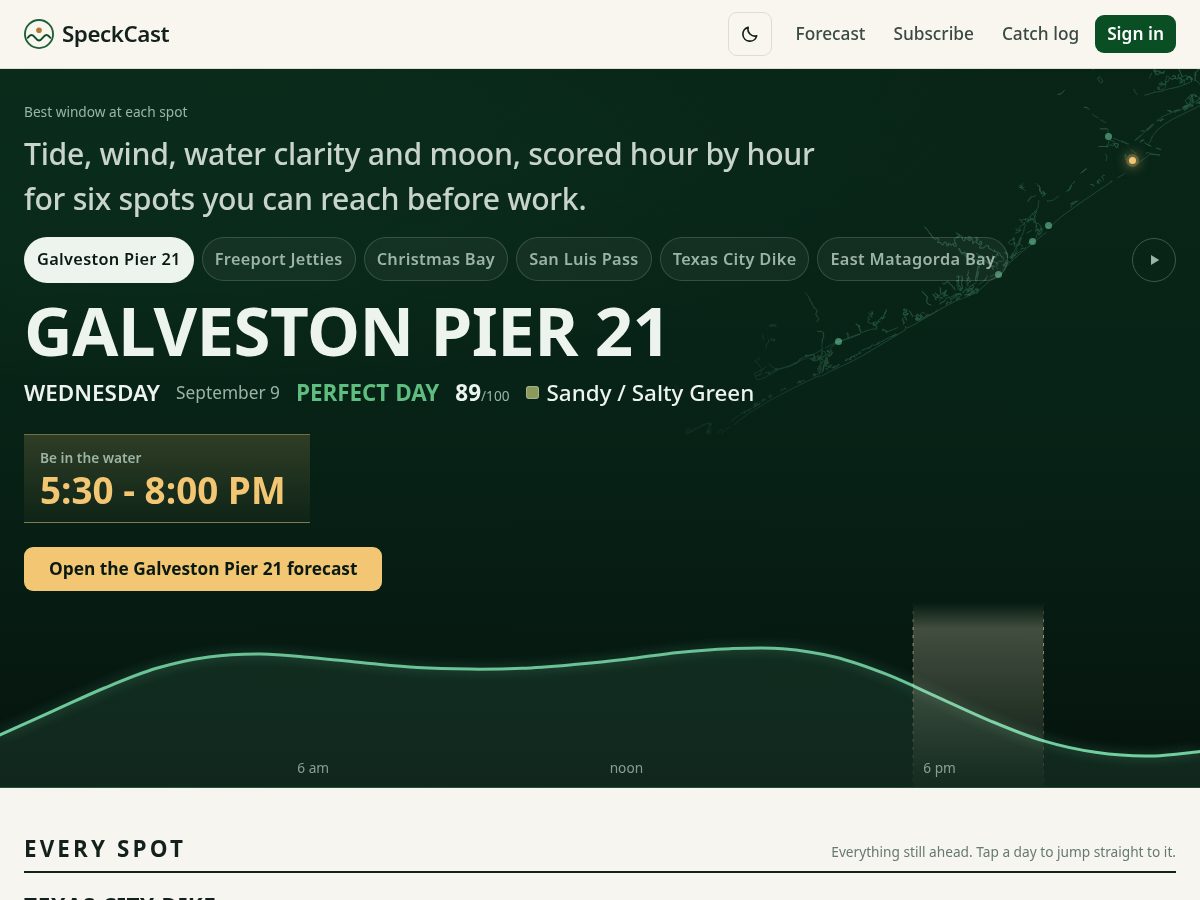 Landing-page snapshot of speckcast.com
