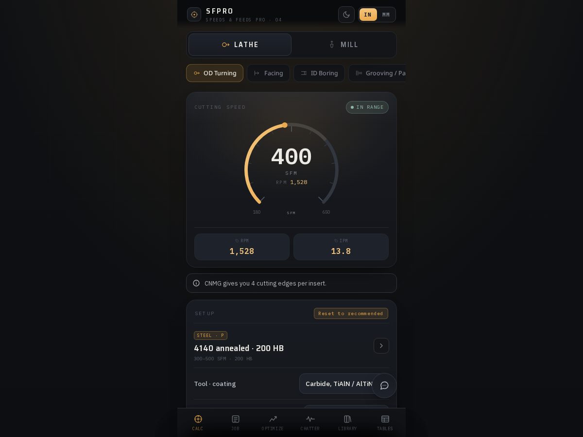 Landing-page snapshot of speedsandfeedspro.app