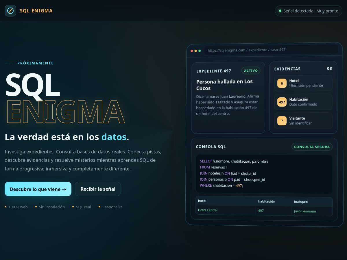 Landing-page snapshot of sqlenigma.com