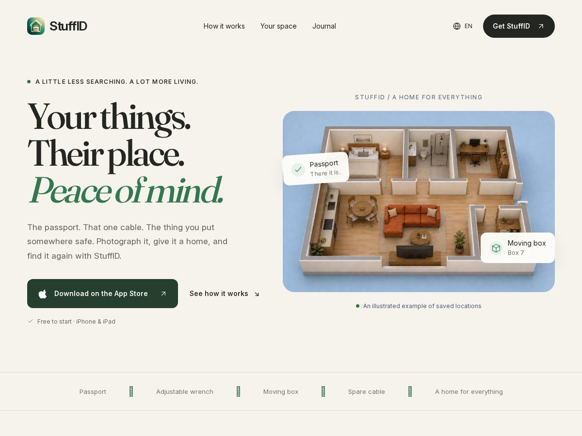 Landing-page snapshot of stuffid.app