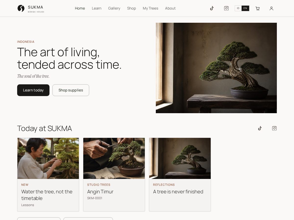 Landing-page snapshot of sukmabonsai.com