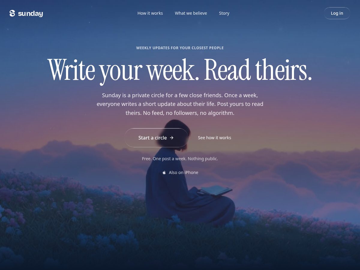 Landing-page snapshot of sunday.community