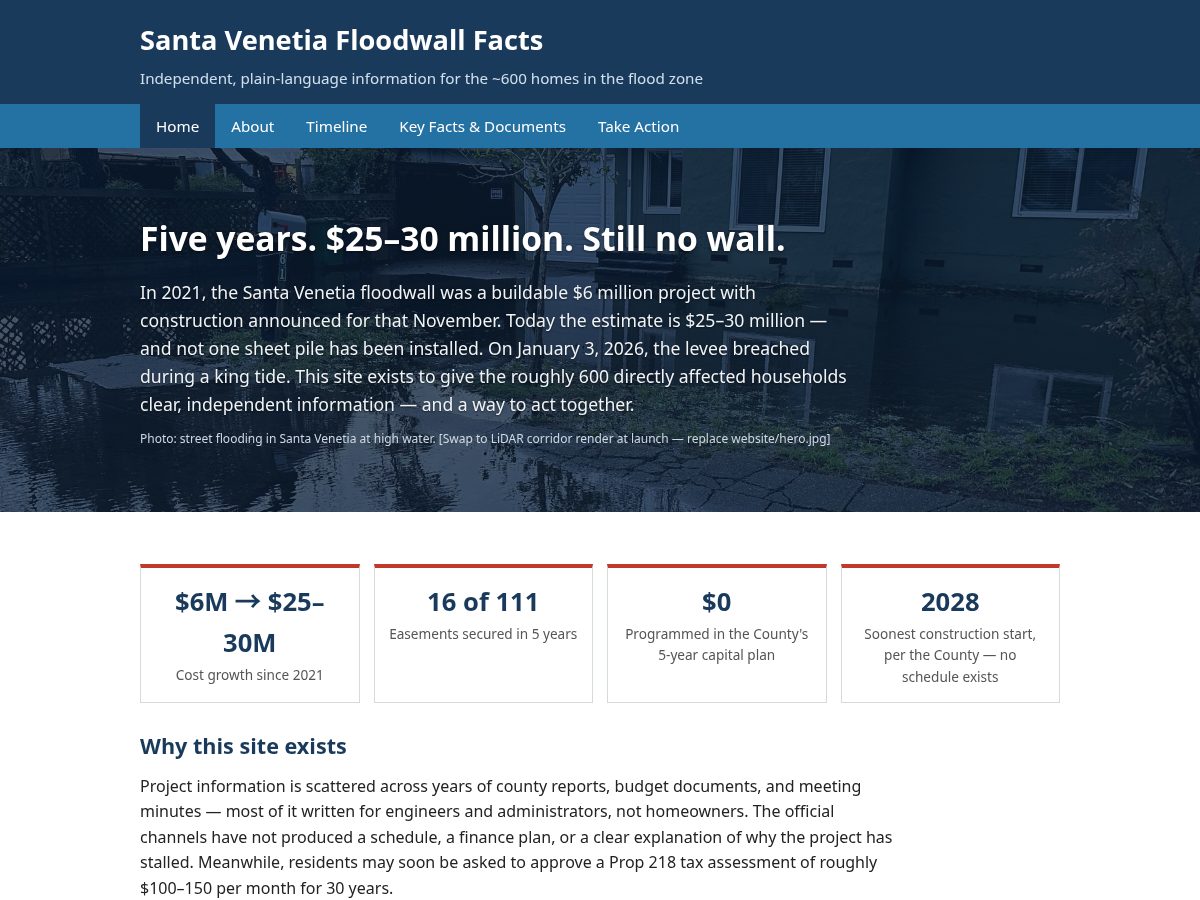 Landing-page snapshot of svfloodfacts.org