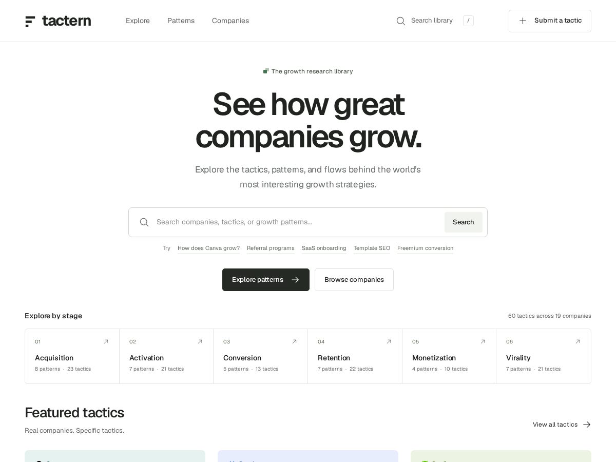 Landing-page snapshot of tactern.com