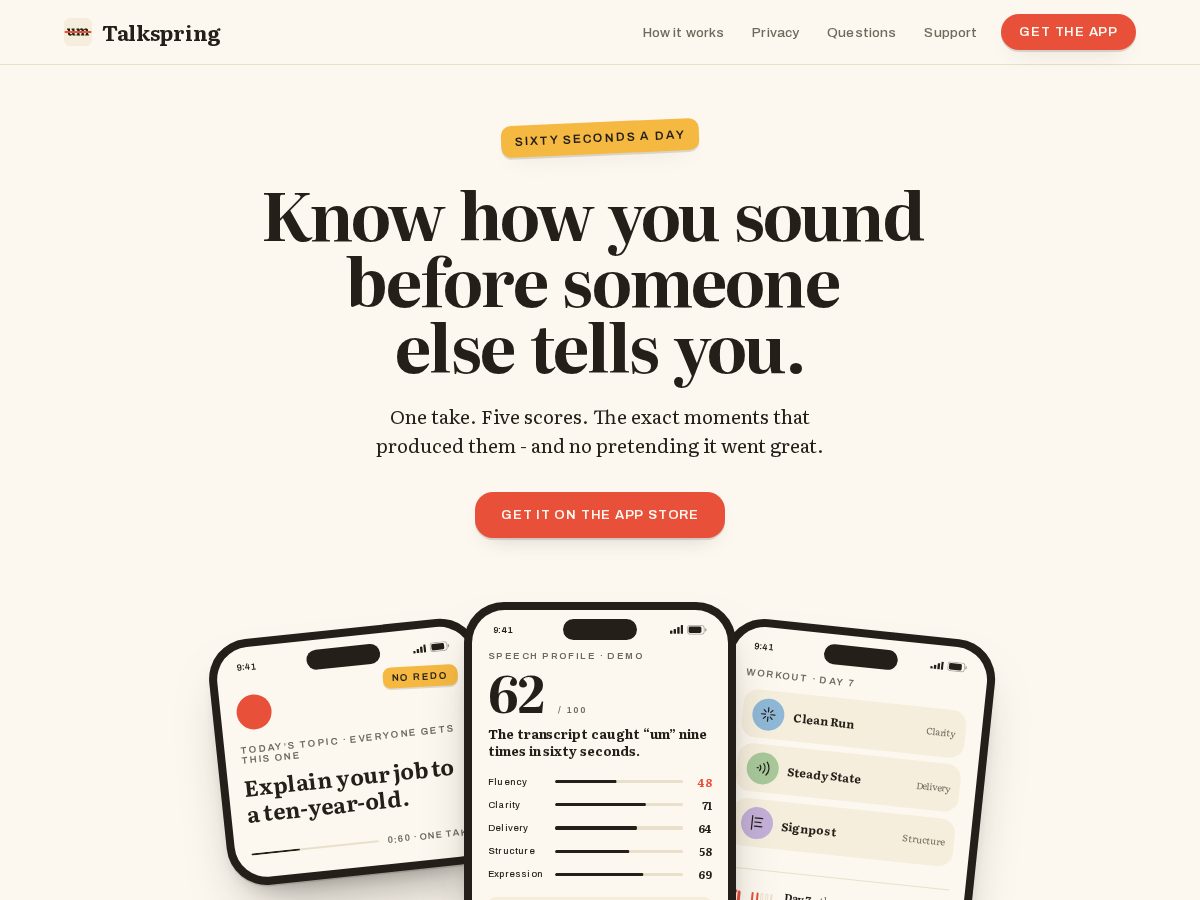 Landing-page snapshot of talkspringapp.com