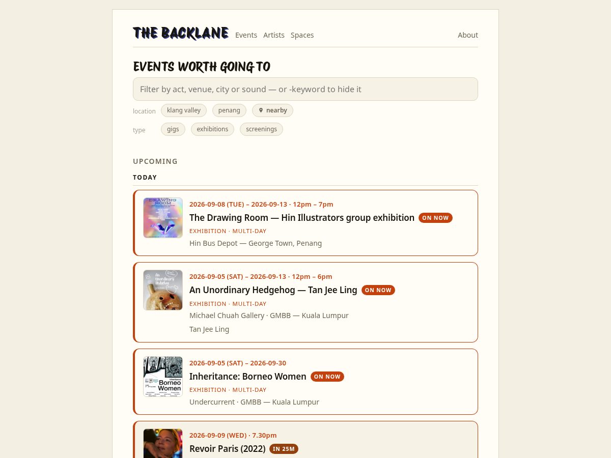 Landing-page snapshot of thebacklane.com