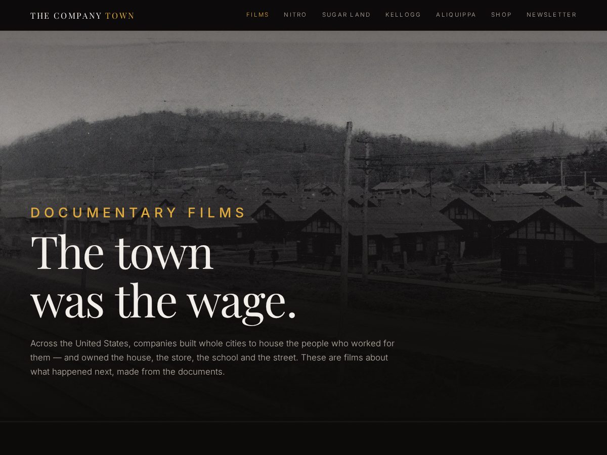Landing-page snapshot of thecompanytown.org