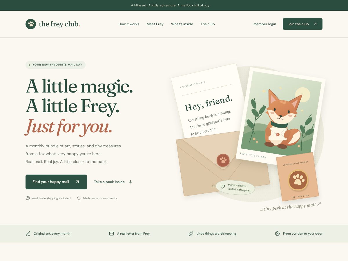 Landing-page snapshot of thefreyclub.com