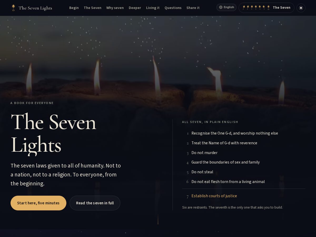 Landing-page snapshot of thesevenlights.info