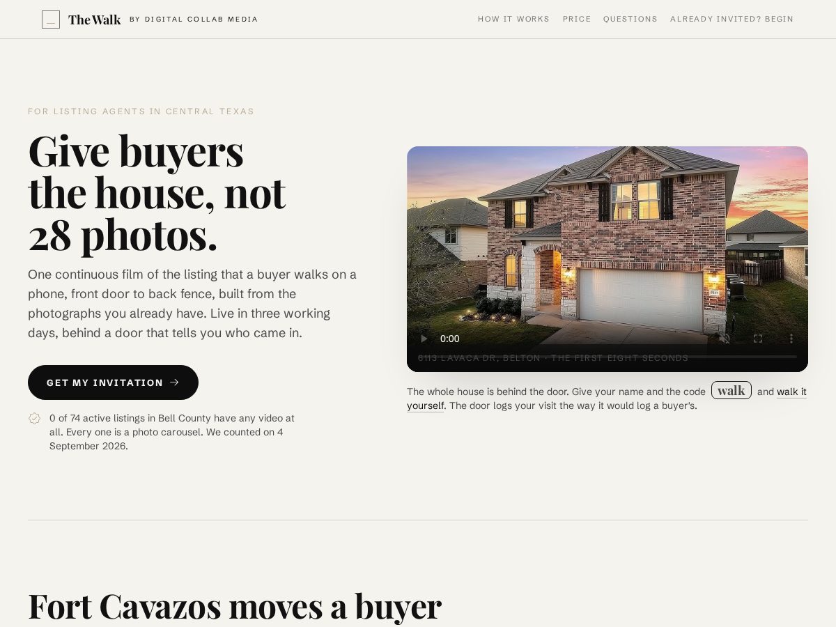 Landing-page snapshot of thewalk.homes