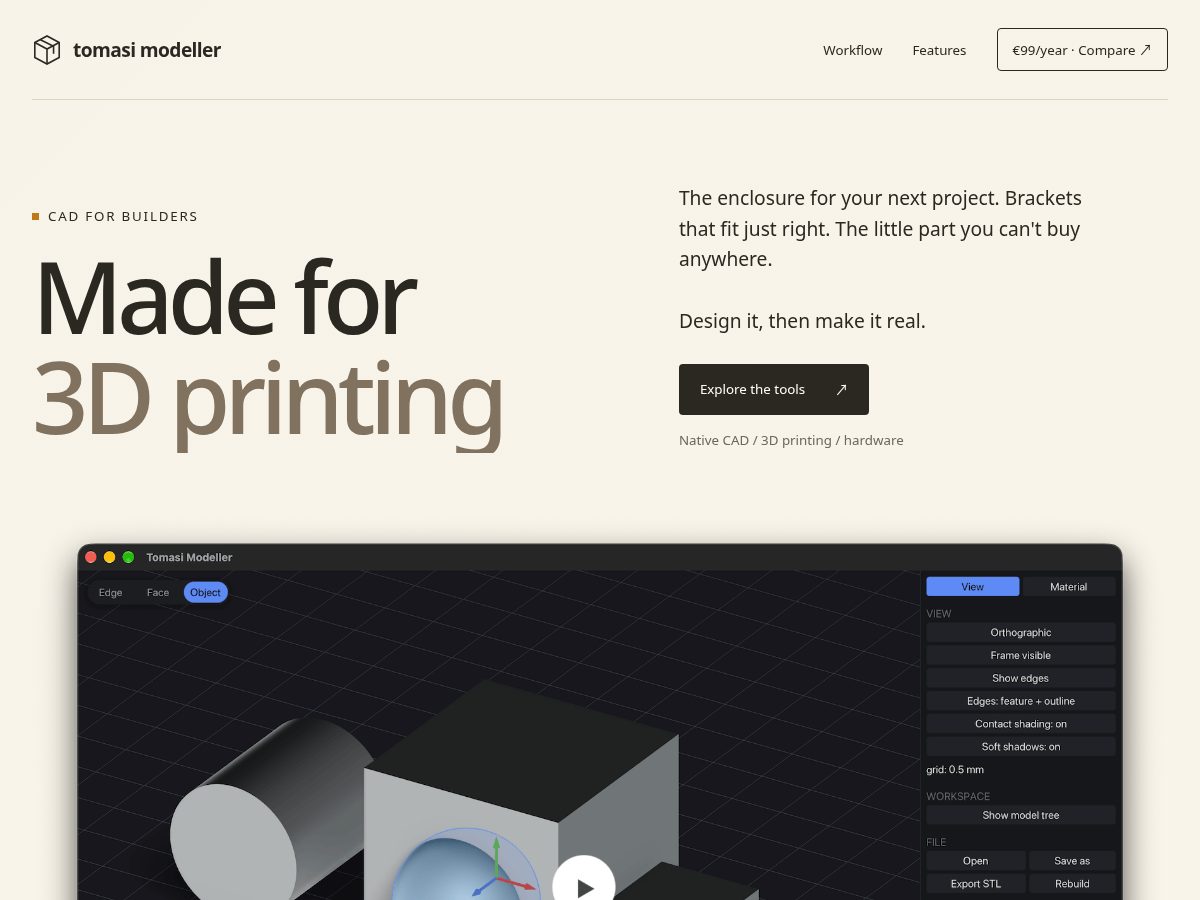 Landing-page snapshot of tomasimodeler.com