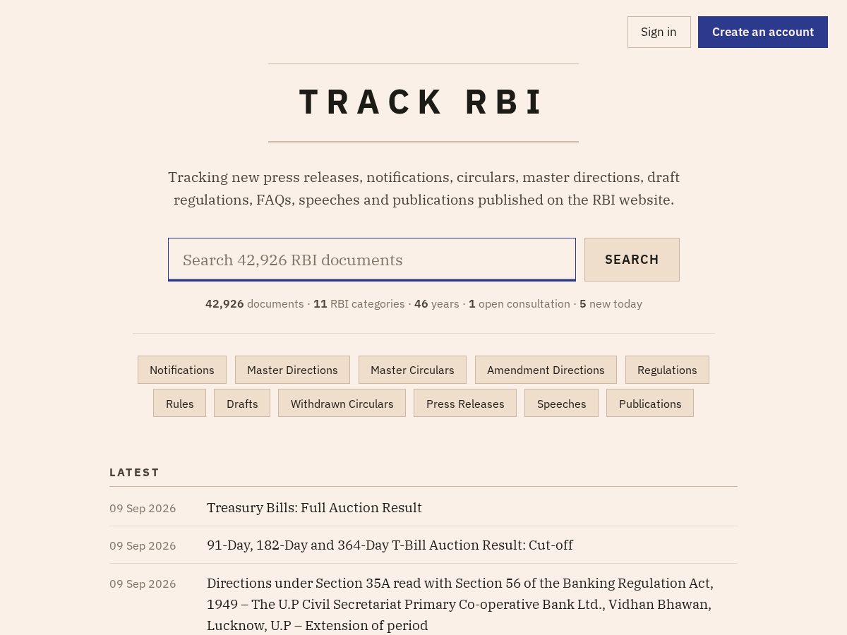 Landing-page snapshot of trackrbi.com