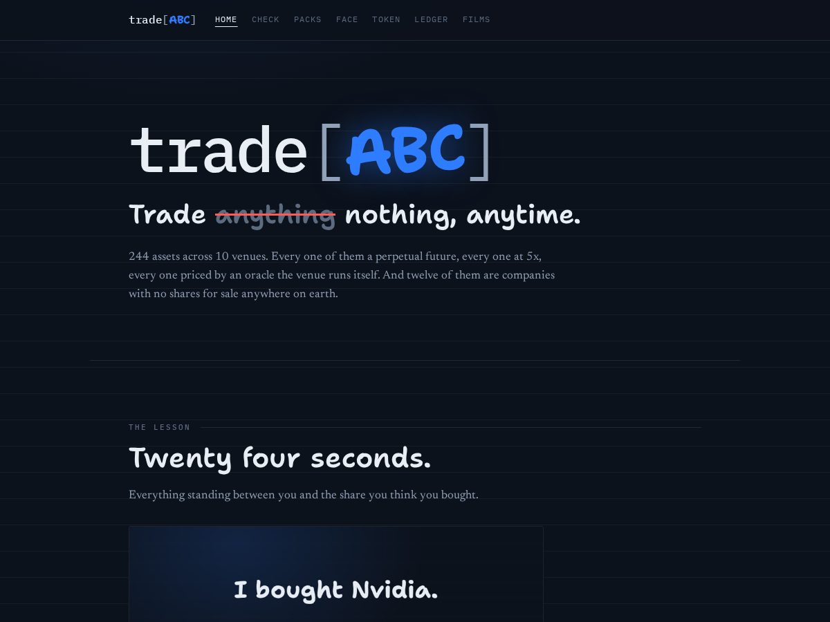 Landing-page snapshot of tradeabc.xyz