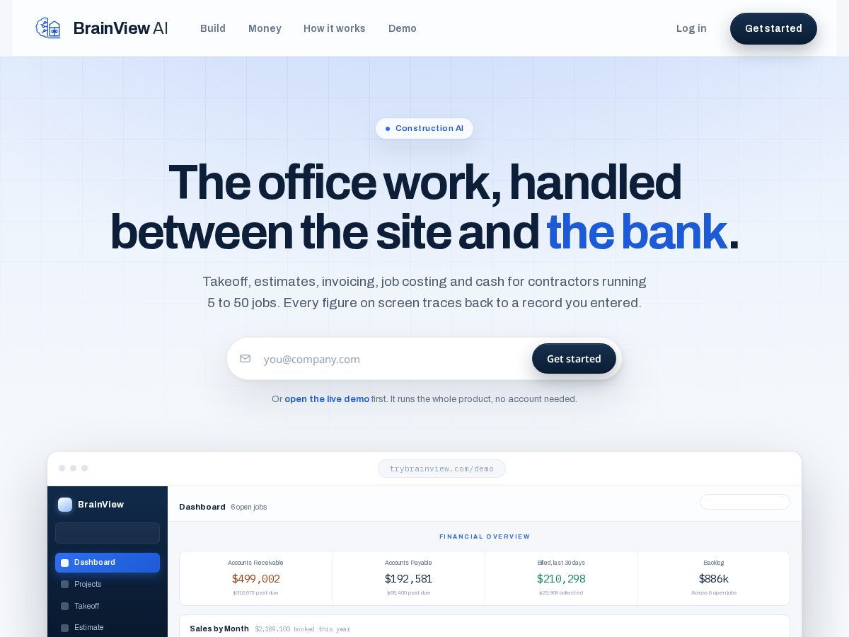 Landing-page snapshot of trybrainview.com