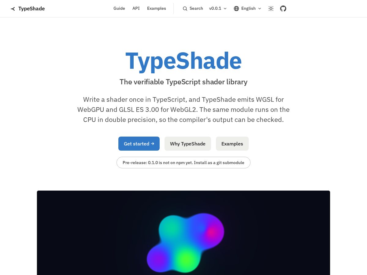 Landing-page snapshot of typeshade.com