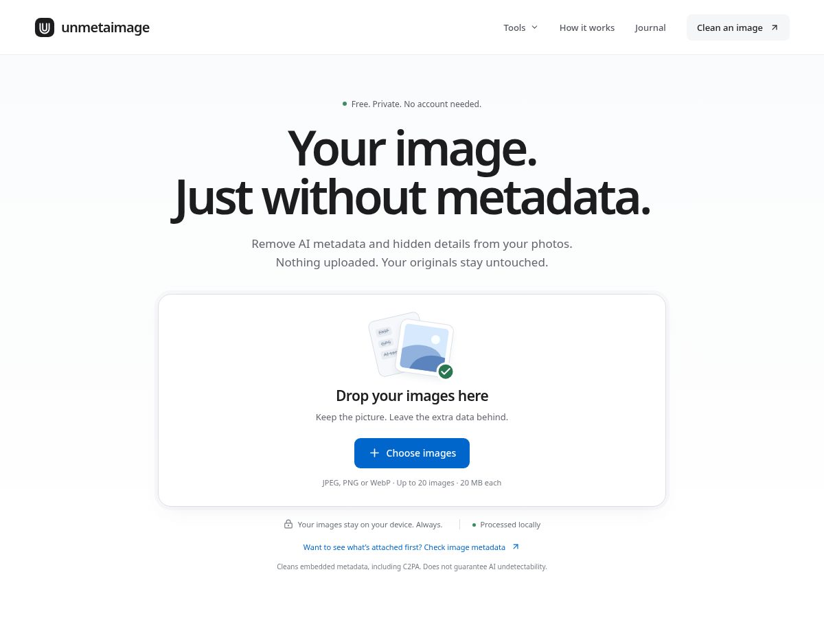 Landing-page snapshot of unmetaimage.com