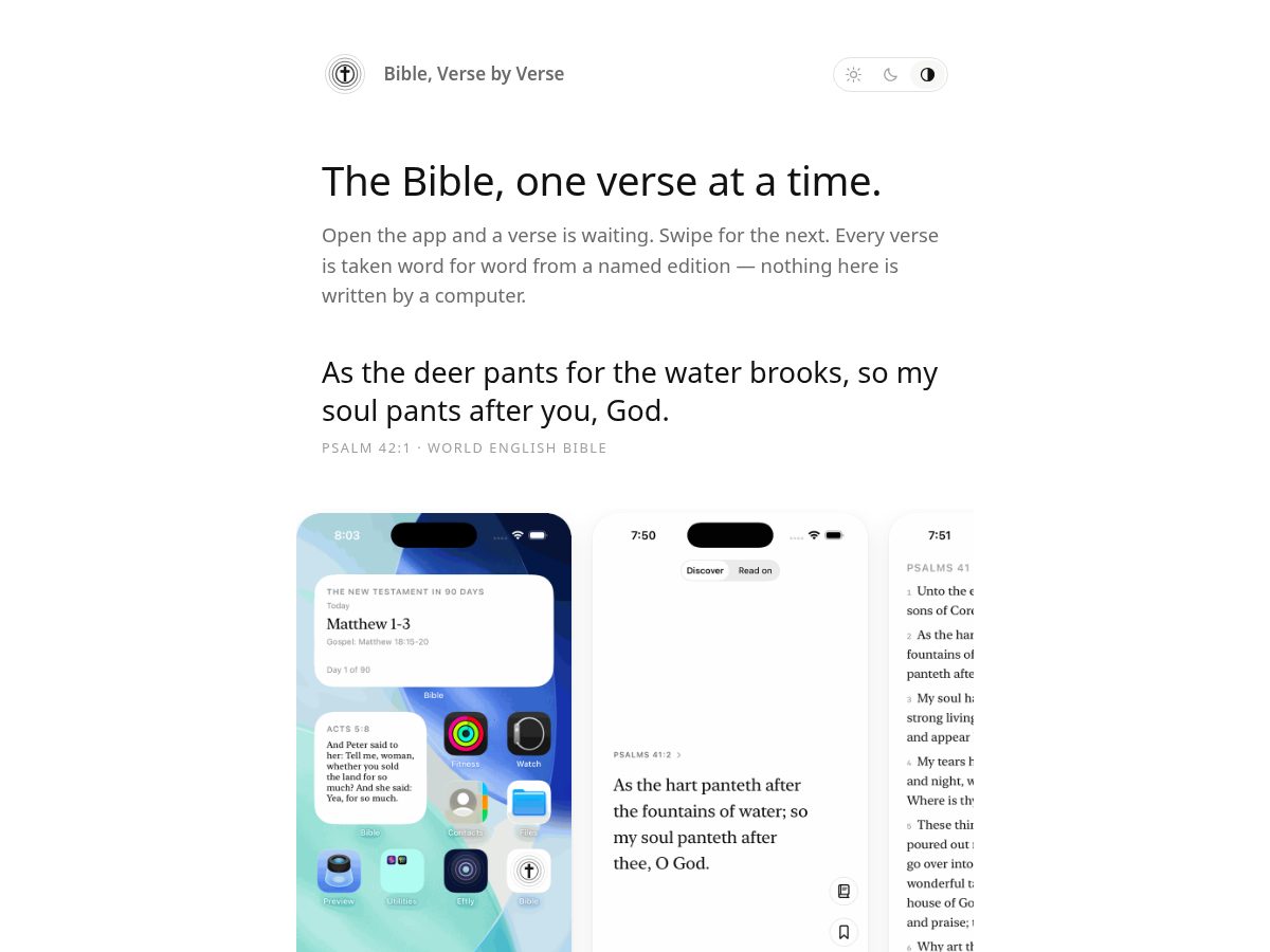 Landing-page snapshot of versebyverse.app