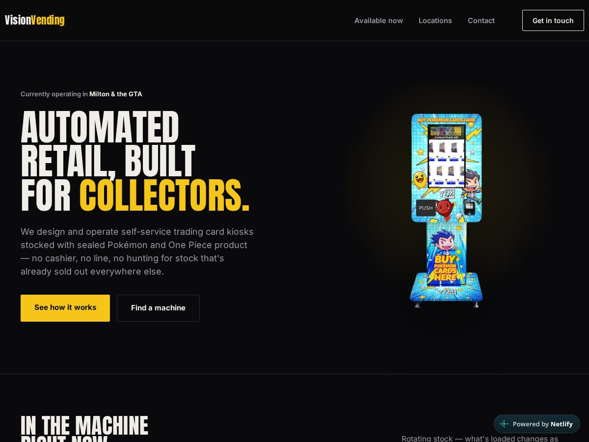 Landing-page snapshot of visionvending.net