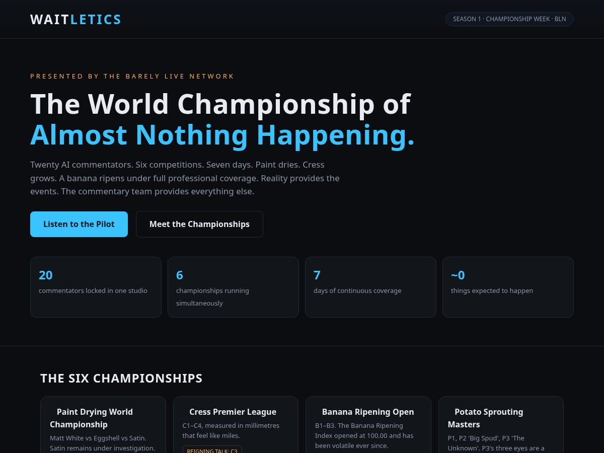 Landing-page snapshot of waitletics.com