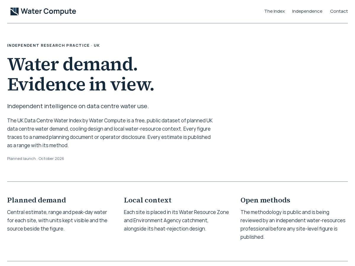 Landing-page snapshot of watercompute.org