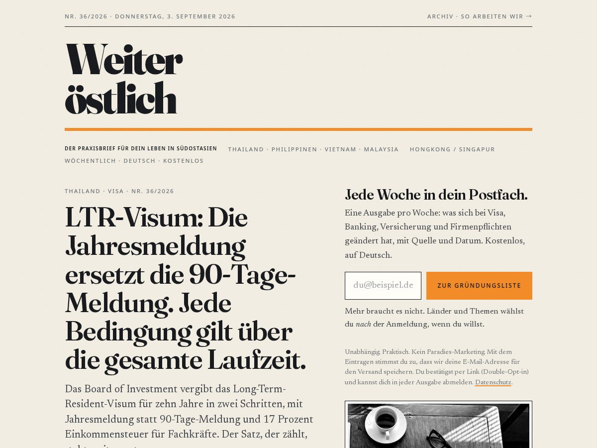 Landing-page snapshot of weiter-oestlich.com