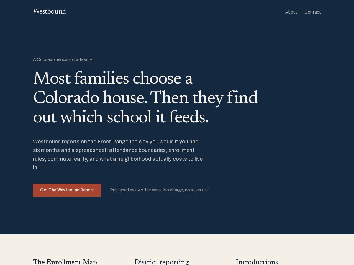 Landing-page snapshot of westboundadvisory.com