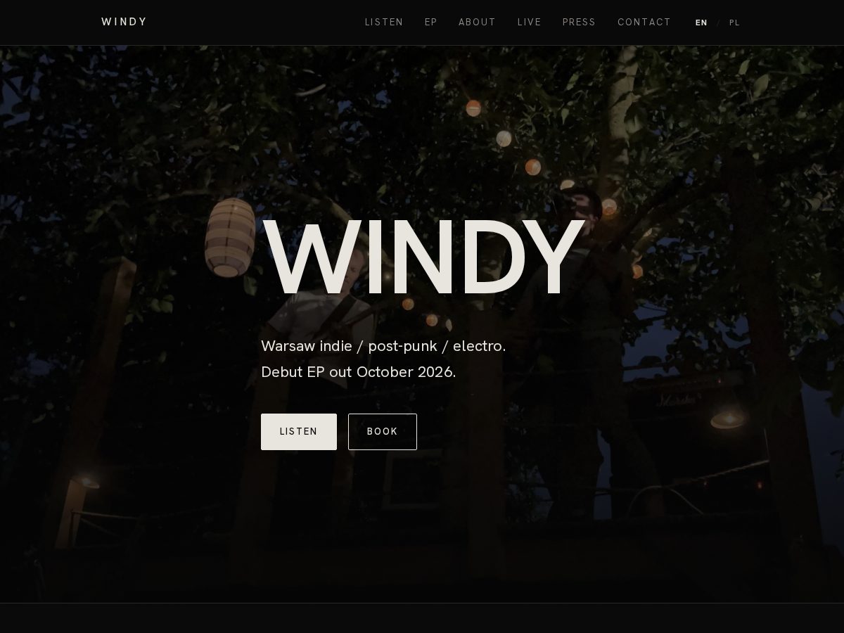 Landing-page snapshot of windy.band