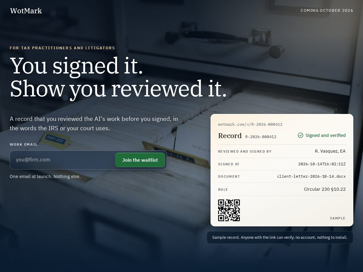 Landing-page snapshot of wotmark.com
