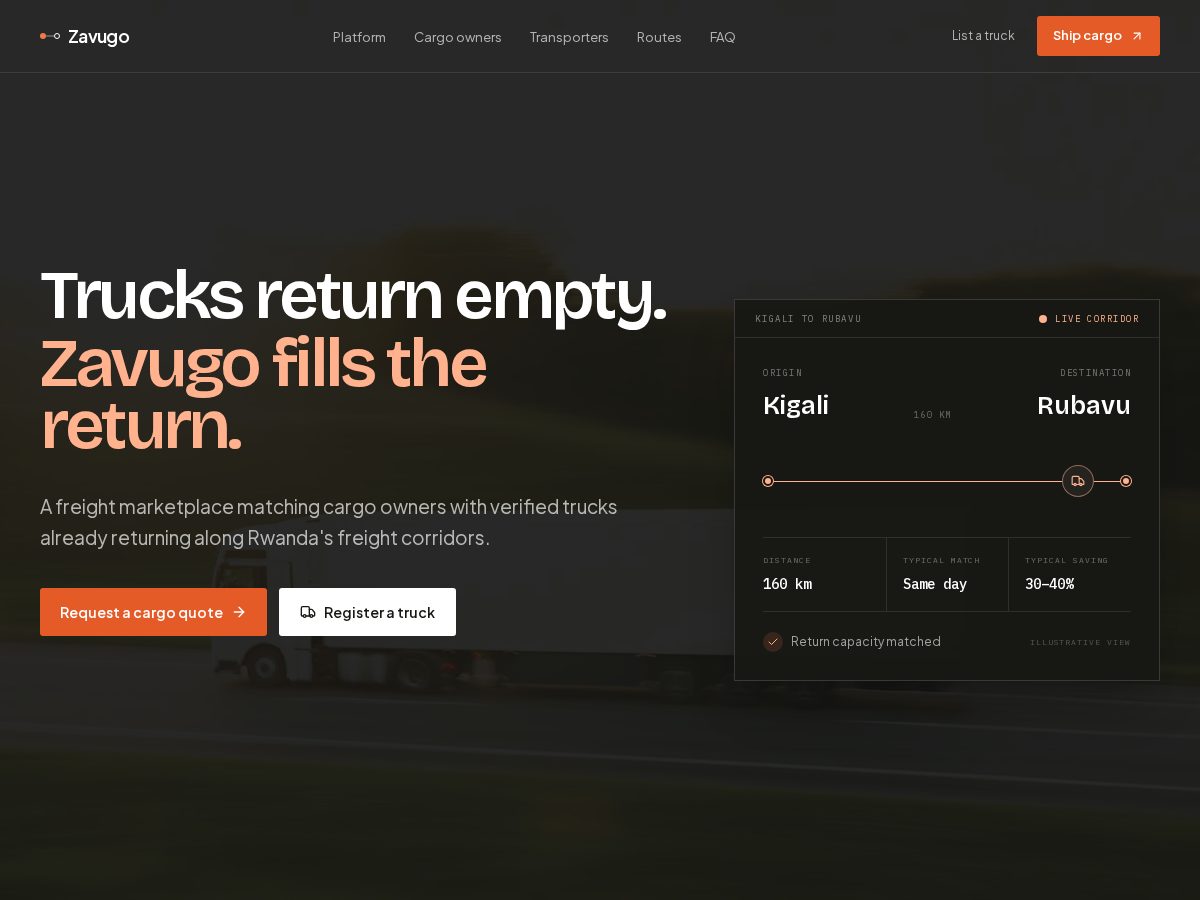 Landing-page snapshot of zavugo.com