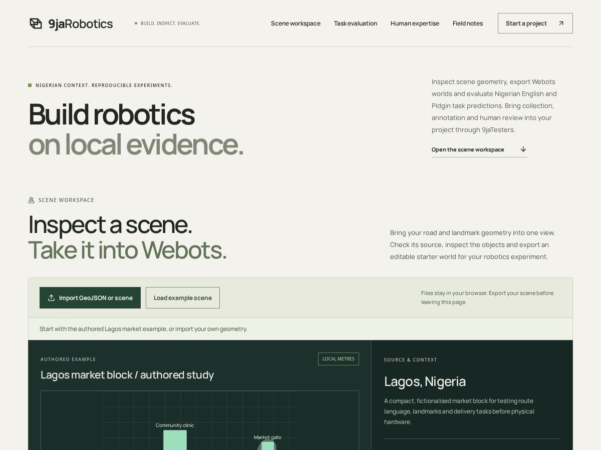 Landing-page snapshot of 9jarobotics.com