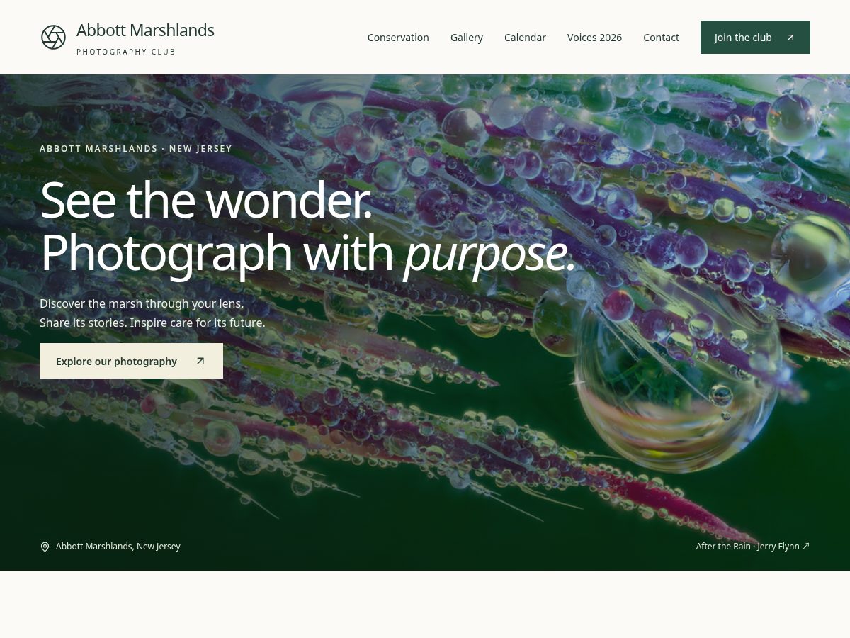 Landing-page snapshot of abbottmarshphotoclub.org