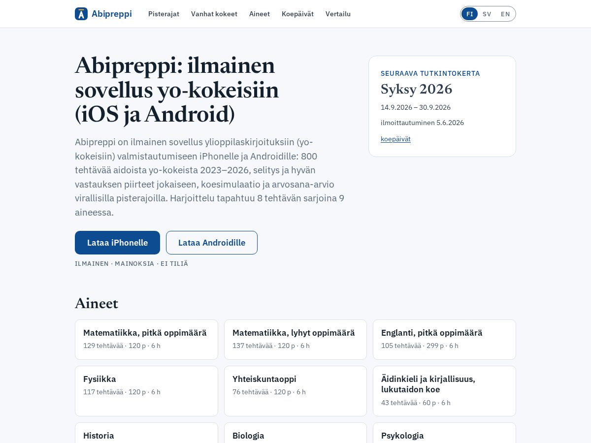 Landing-page snapshot of abipreppi.com
