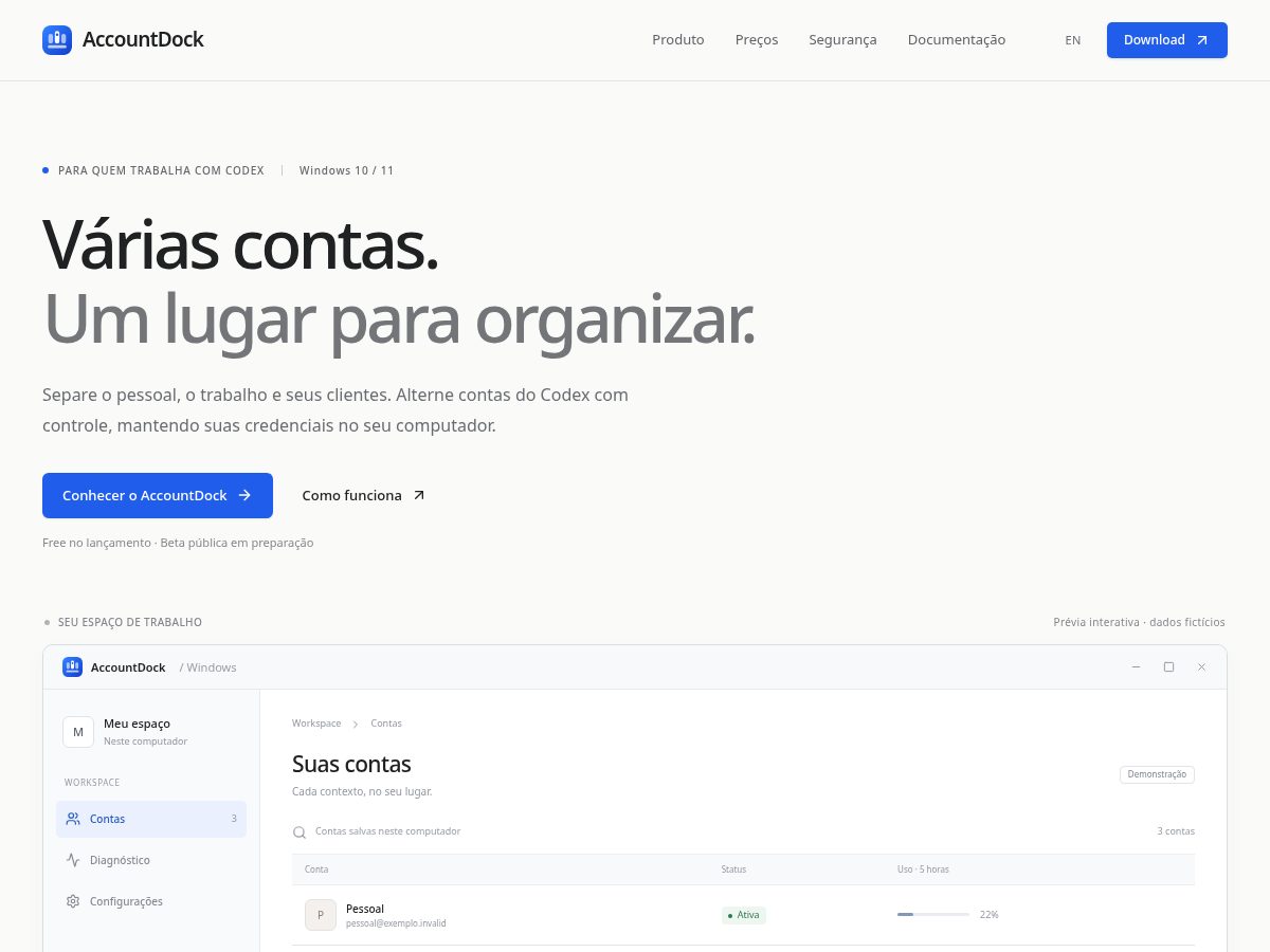 Landing-page snapshot of accountdock.online