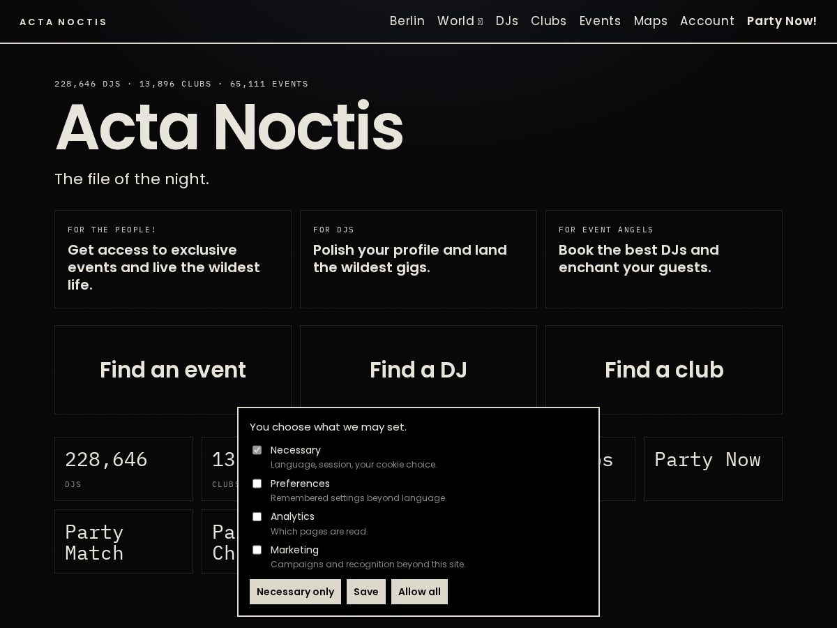 Landing-page snapshot of actanoctis.com