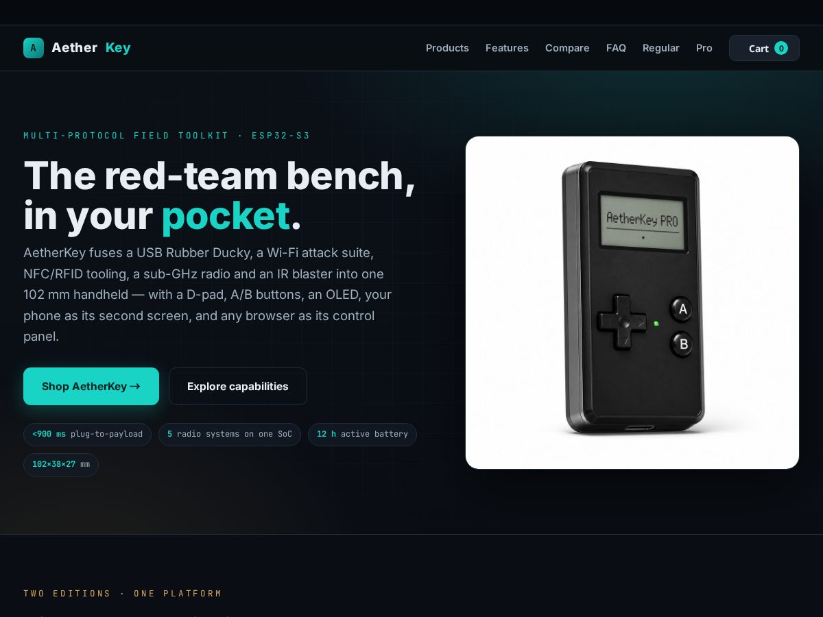 Landing-page snapshot of aetherkey.pro